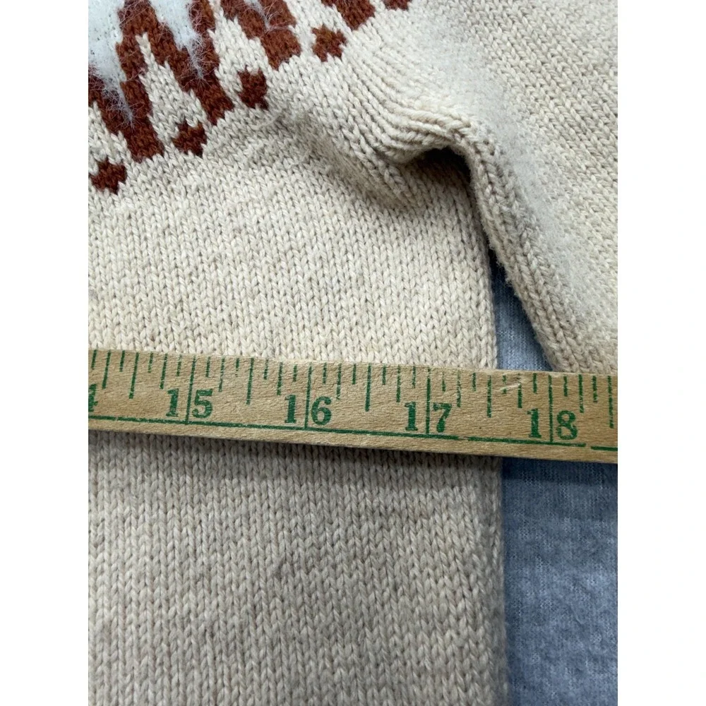 Sundance Womens Sweater Beige‎ Fair Isle Cotton Nylon Wool Pullover